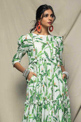 Minutiae - Flare - Pure Cotton Slub - White/Green - 1 Piece